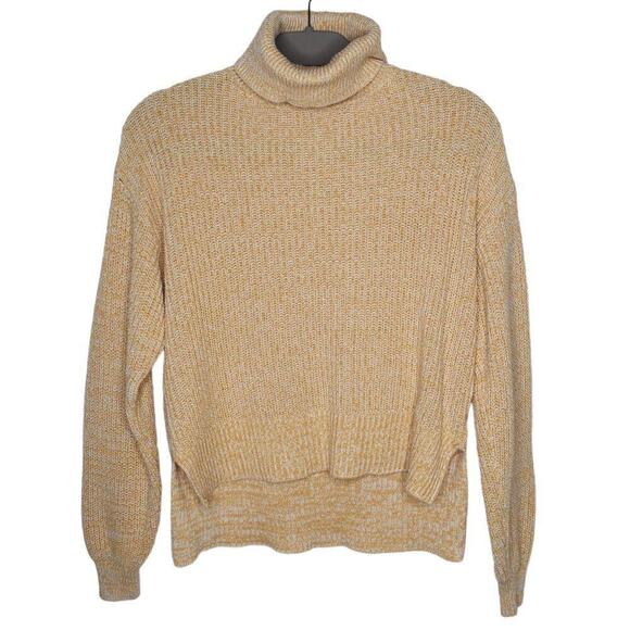 Urban Outfitters Cozy Turtleneck Oversized Yellow Hi Lo Hem Sweater XS - Picture 2 of 6